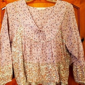 Flirty Floral Peasant Top - Lucky Brand XL